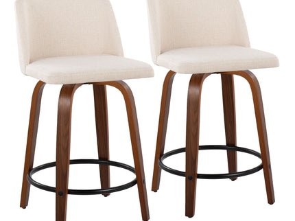 Toriano - Mid Century Modern, Fixed Height Counter Stool & Swivel And Round Footrest (Set of 2)