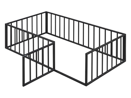 Metal Floor Bed Frame With Fence And Door