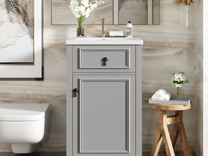 Elegant Bathroom Vanity With Ceramic Sink, Soft Close Door, Adjustable Shelf