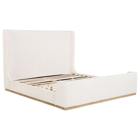 Kensington - Eastern King Sleigh Bed With Tall Wingback Headboard - Cream