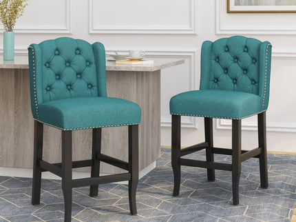 Vienna - Fabric Tufted Counter Stool With Nailhead Accents (Set of 2)