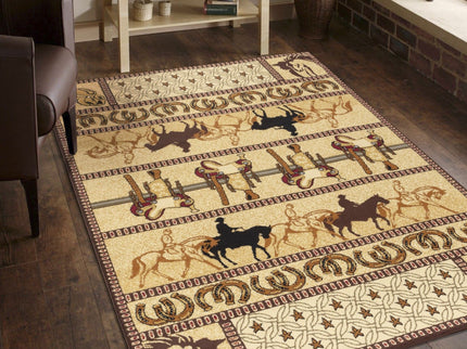 Tribes - 5'3" X 7'3" Southwest Area Rug - Beige - Polypropylene