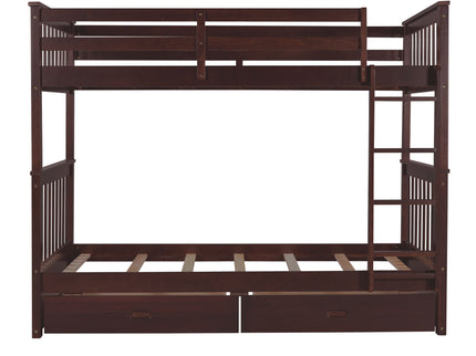 Bunk Bed With Ladders And 2 Storage Drawers