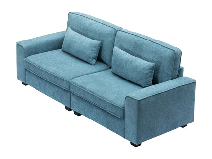 Modern Fabric Sofa With Cushions, Sleek Arm Design