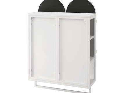 Double Arched Mirror Wall Cabinet With 2 Doors, Featuring Adjustable Shelves And Towel Rack