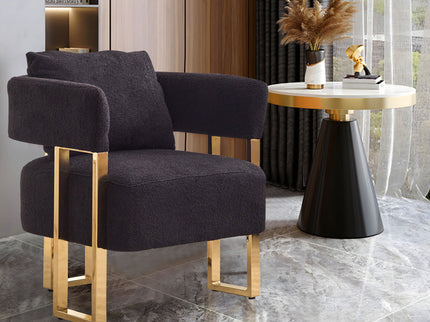 Modern Decorative Chair Teddy Fleece Upholstered And Metal Foot