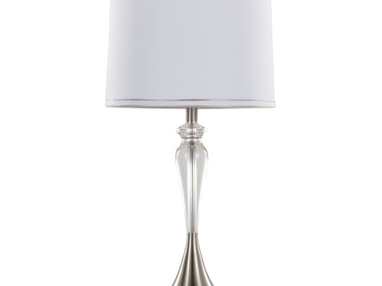 Ashland - Contemporary Crystal Table Lamp (Set of 2) - Clear Crystal / Nickel / White