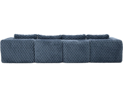 Modular Sectional Sofa, Boneless Couch With 2 Movable Ottomans