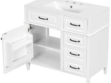 Modern Bathroom Vanity With Sink Top, Flip Drawer Design