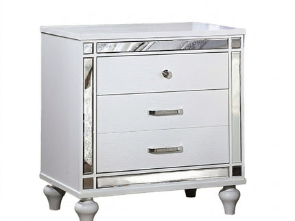 Contemporary Nightstand With Crocodile Textured Trim