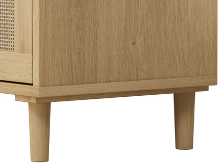 3 Drawer Storage Cabinet With Rattan Drawers For Bedroom, Living Room - Oak
