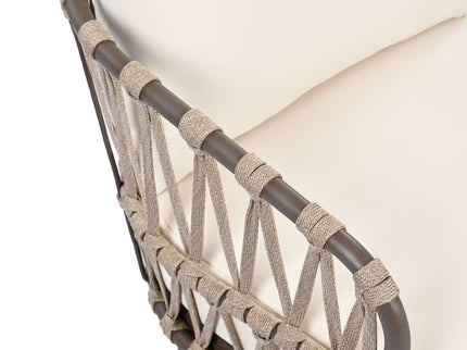 4 Piece Outdoor Patio Furniture Set, Metal Chairs With Woven Rope U Shaped Backrest