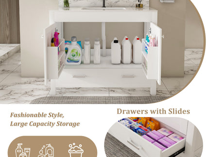 43" Bathroom Vanity, Multi Functional Cabinet - White