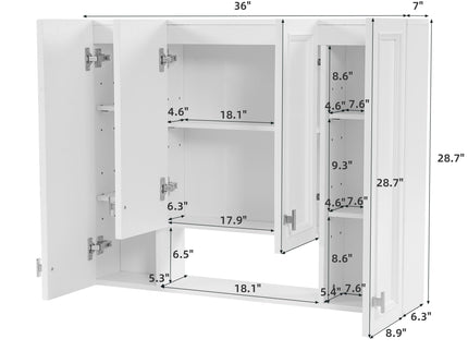 Wall Mounted Bathroom Cabinet With 5 Adjustable Shelves