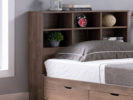 Bookcase Headboard 6 Shelves 3 Shelves Adjustable Top Panel Rounded Corners