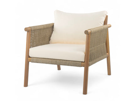Modern Outdoor Woven Lounge Chair With Solid Frame And Cushions