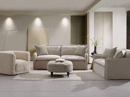 Upendo - Pattern Fabric 3 Pieces Living Room Set - Beige Yakety Yak Sand
