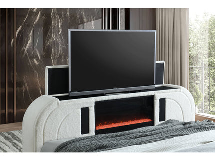 Shelyn - Bed With LED, TV Stand, Fireplace & Bluetooth