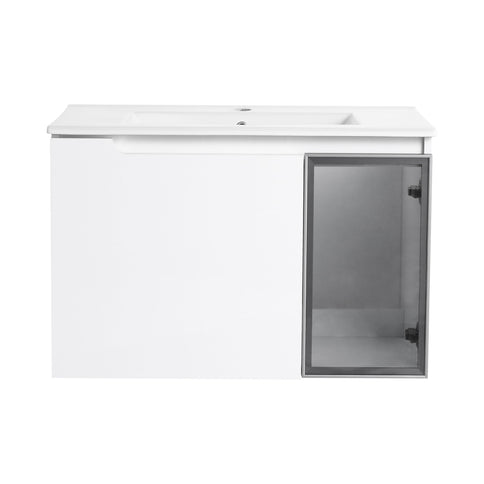Wall Mounted Bathroom Vanity With Sink, 2 Soft Close Doors, Cabinet & Half Door