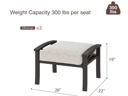 Modern All-Weather Ottomans With Cushions (Set of 2)