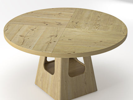 Farmhouse Round Dining Table With Storage Base
