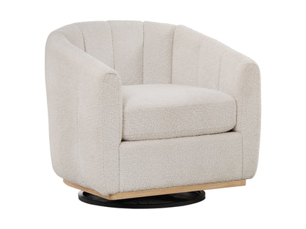 360 Degrees Swivel Upholstered Barrel Armchair For Living Room - Ivory