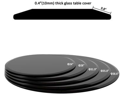 38.6" Round Tempered Glass Table Top Glass Beveled Polished Edge
