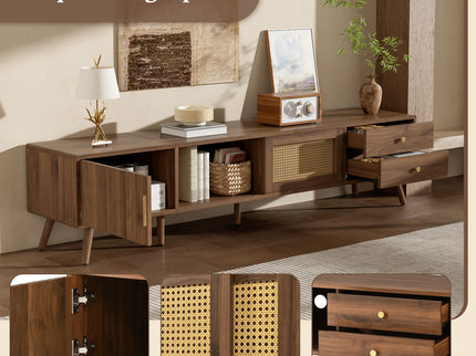 TV Stand With Storage Cabinets - Natural