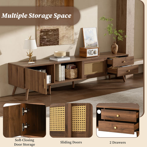 TV Stand With Storage Cabinets - Natural