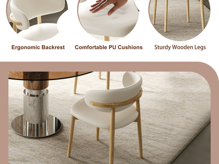 Round Dining Table With Tempered Glass Top - Brown