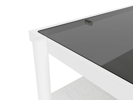 Rectangle Coffee Table With Tempered Glass Top And Legs, Modern Table For Living Room