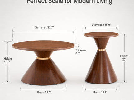 2 Piece Round Coffee Table Set For Living Room