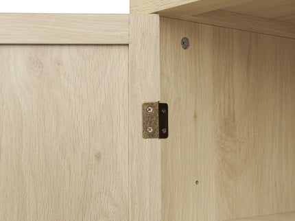4 Door Storage Cabinet With 1 Drawer And 4 Adjustable Inner Shelves - Natural
