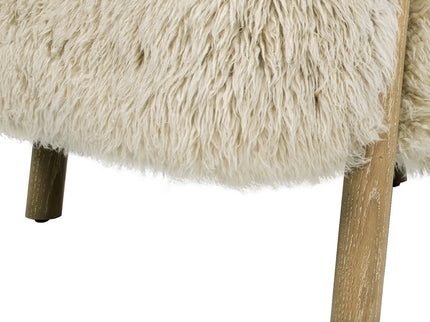 Becker - Rustic Oak Sheepskin Upholstered Accent Arm Chair - Taupe Beige