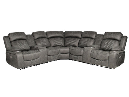Power Motion Reclining Sectional Set With Console