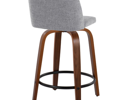 Toriano - Mid Century Modern, Fixed Height Counter Stool & Swivel And Round Footrest (Set of 2)