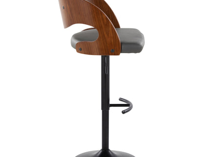 Pino - Mid Century Modern Adjustable Barstool With Swivel With Rounded T Footrest (Set of 2)