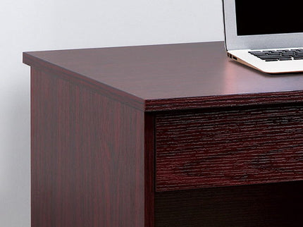 Three Locking Drawers On Metal Glides Student Desk Work Desk Modesty Panel Metal Bar Handles - Mahogany