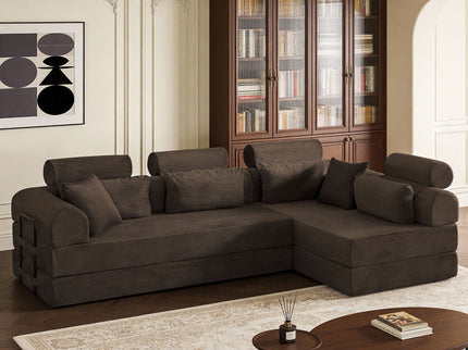 Modern L-Shape Modular Sectional Sofa, Compressed Design