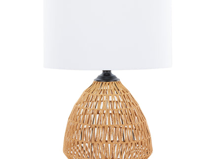 Congo - Contemporary Rattan Table Lamp - Natural / Matte Black / White