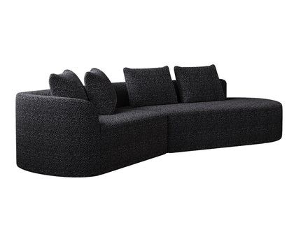 Upholstered Oversized Sectional Sofa, 4 Seater Extra Deep & Wide Curved Cloud Couch With 4 Throw Pillows For Living Room - Black