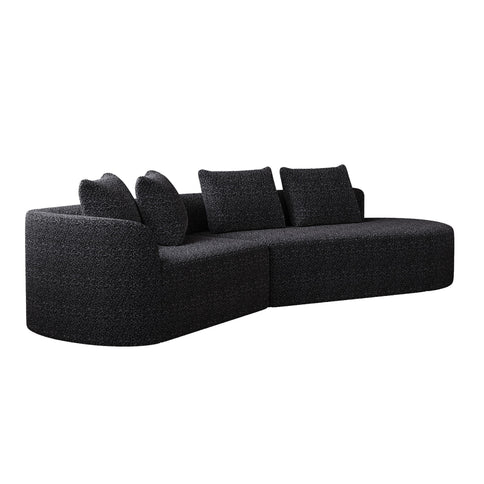 Upholstered Oversized Sectional Sofa, 4 Seater Extra Deep & Wide Curved Cloud Couch With 4 Throw Pillows For Living Room - Black