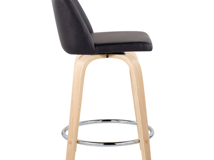 Toriano - Contemporary Fixed Height Counter Stool & Swivel And Round Footrest (Set of 2)