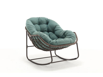 Indoor / Outdoor Oversized Wicker Egg Rocker Chair - Light Green