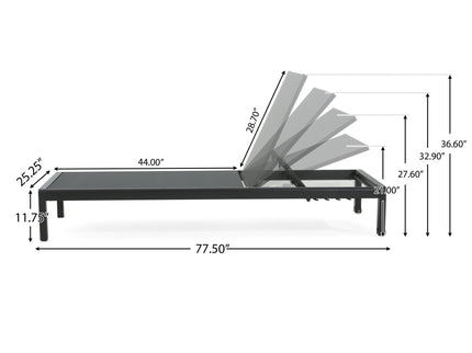 Outdoor Patio Chaise Lounge With 5 Reclining Positions