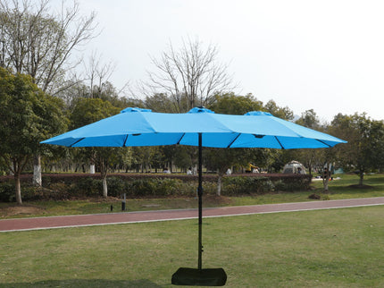 Double- Sided Outdoor Market Umbrella With Lights And Base