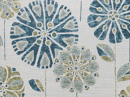 Floral Accent Chair - Blue - Wood