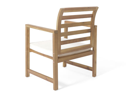 Outdoor Acacia Wood Club Chairs, 2 Pieces Set - Natural Stained / White