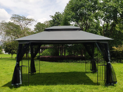 Patio Gazebo Tent With Ventilated Double Roof And Mosquito Net