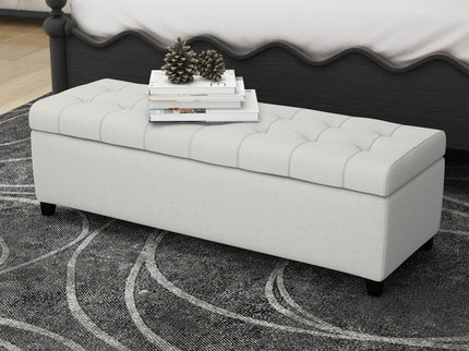 Upholstered Storage Ottoman Bench, Foot Rest For Bedroom